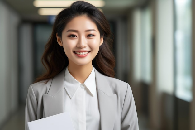 A business woman wearing suit