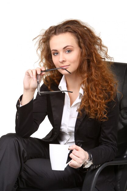 Business woman with cup of tea