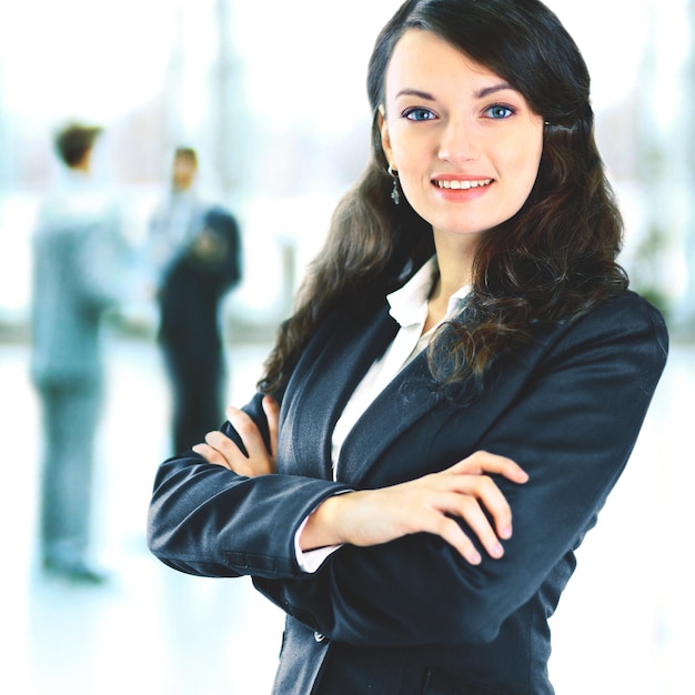 Business woman with her staff people group