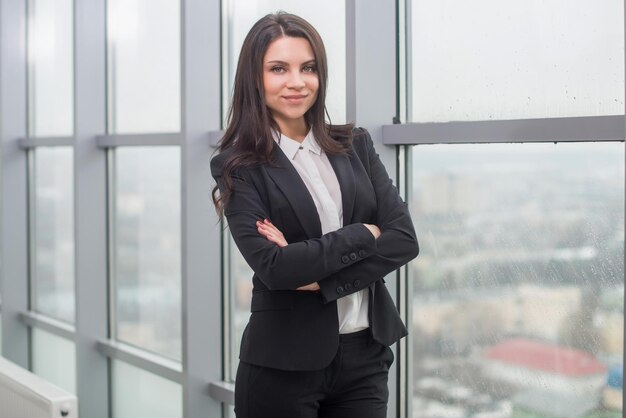 Business woman with notebook in office workplace