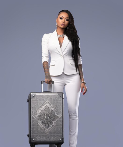 Business woman with suit case