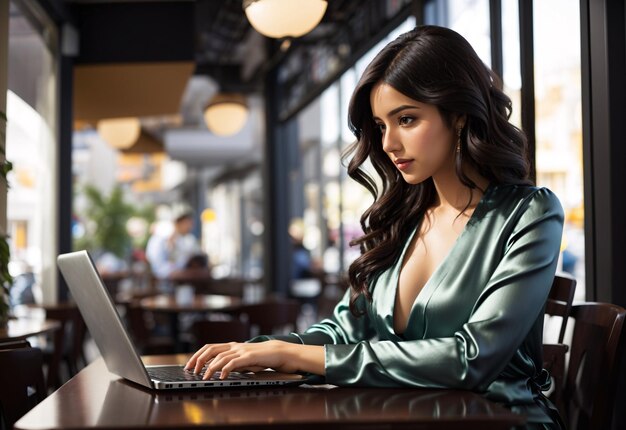 Business Woman Working on A Cafe