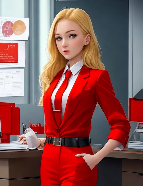 business woman working in office on laptop and providing services