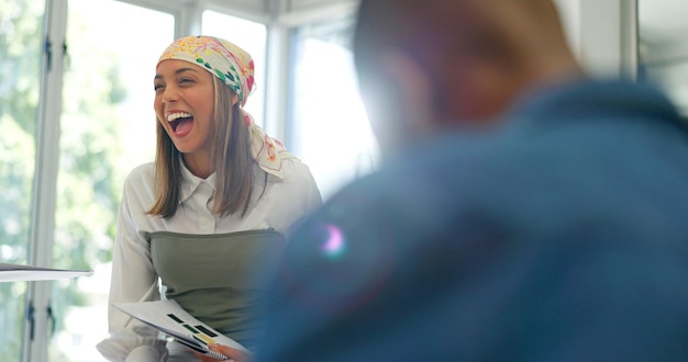 Photo business women teamwork or diversity meeting on paper or documents review in coaching or training feedback smile happy or talking speaker in leadership workshop collaboration or strategy planning