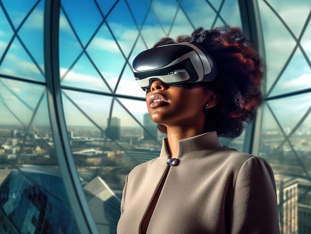 деловые женщины в виртуальном офисе, мир виртуальной реальности, будущая рабочая среда, созданная искусственным интеллектом