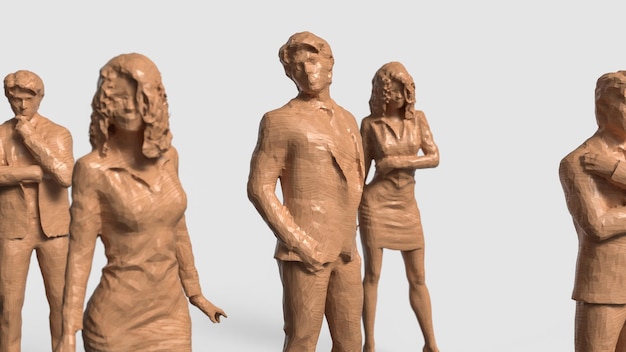 白い背景の3Dレンダリングのビジネス木のフィギュア