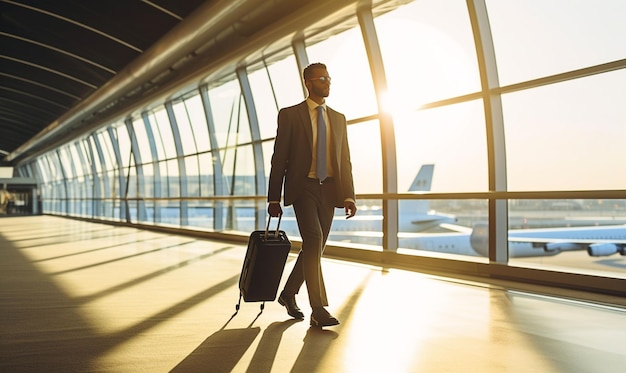 Businessman at the airport generative ai