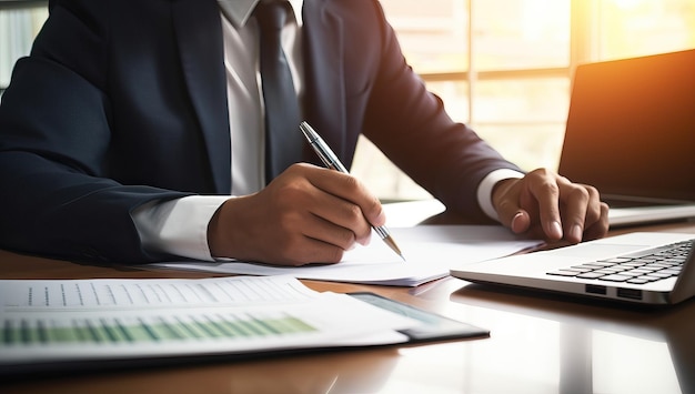 Photo businessman analyzing data at desk