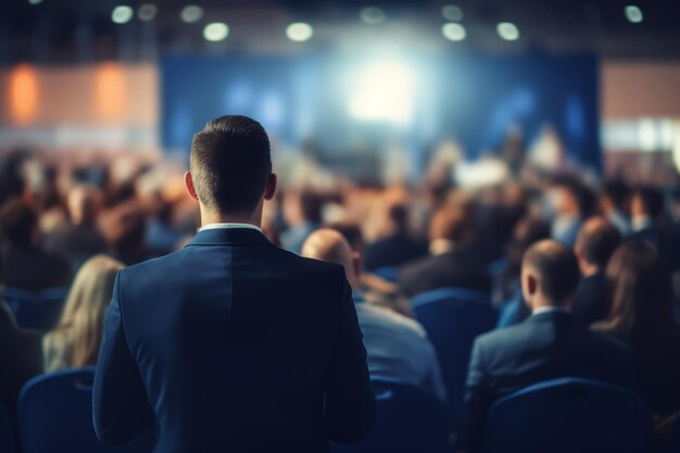 Photo businessman attending a professional conference event