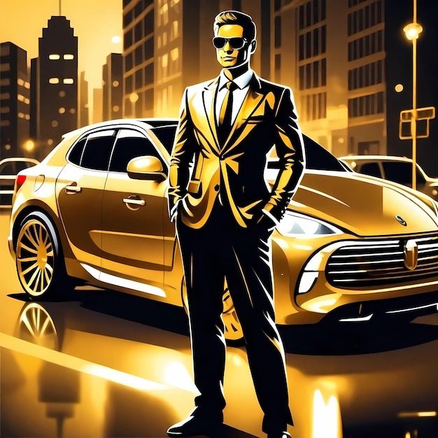 Photo businessman on the background of a car