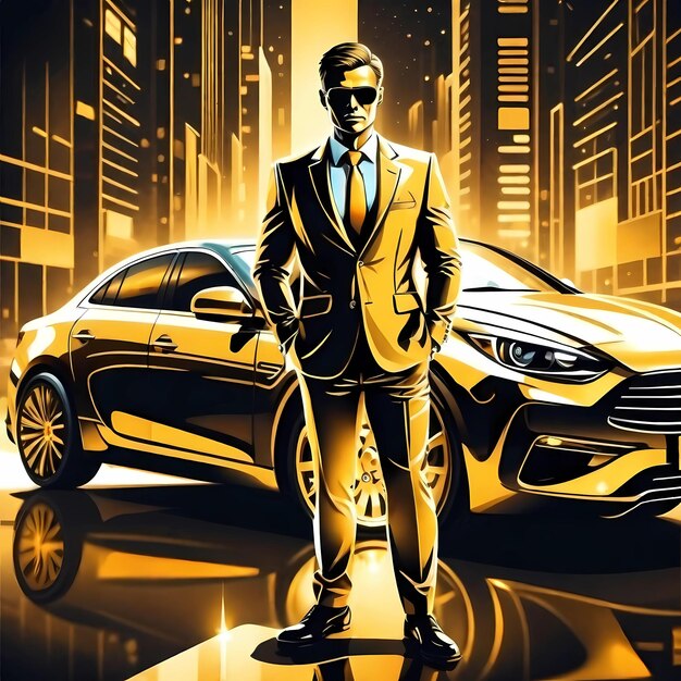 Businessman on the background of a car