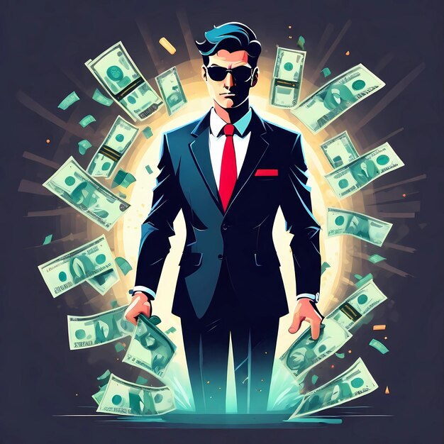 Businessman on the background of money