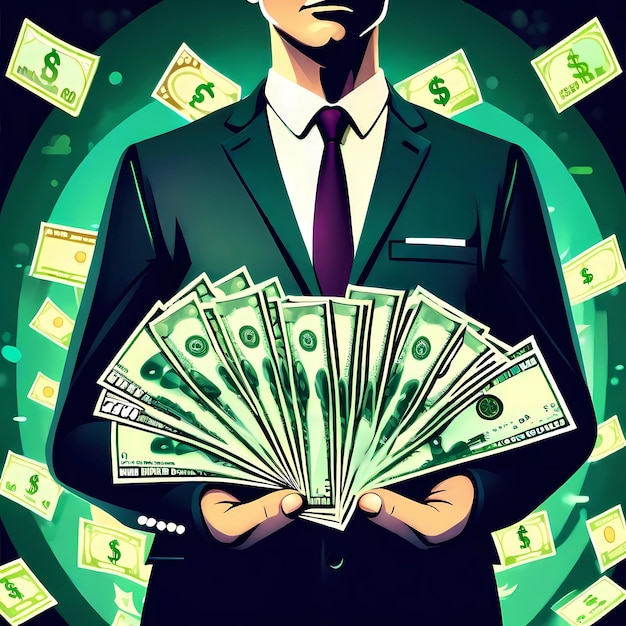 Businessman on the background of money