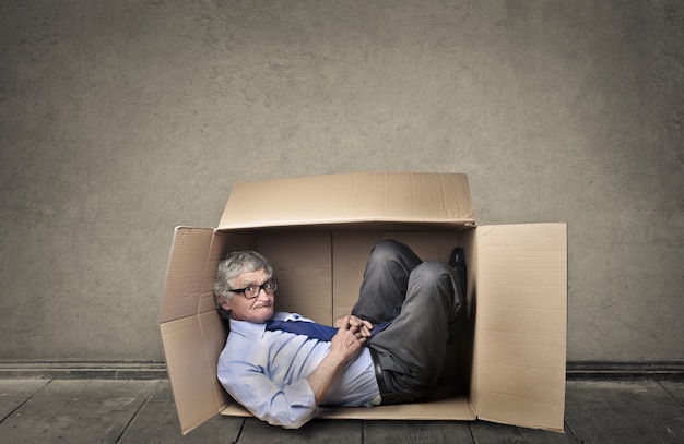 businessman in a box