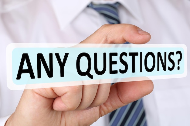 Businessman business concept asking any questions problem solution