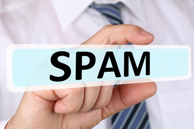 Businessman business concept with sending Spam Mail EMail via internet