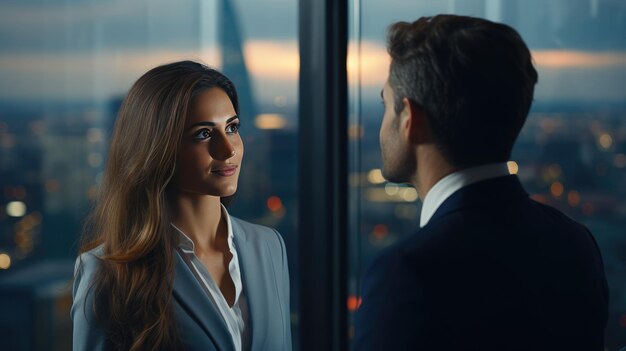 Businessman and businesswoman are discussing about investment