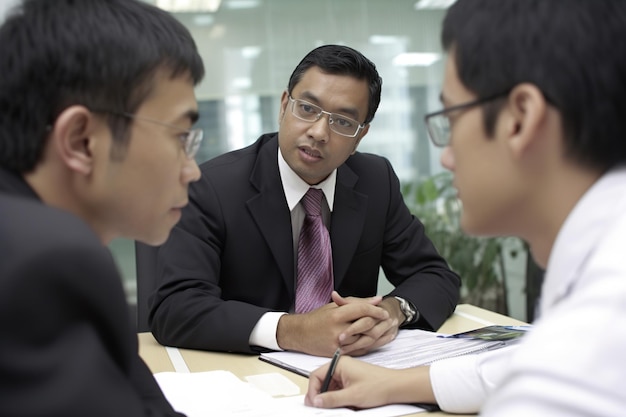 Businessman and businesswoman having a meeting in the officeAsian Generative AI