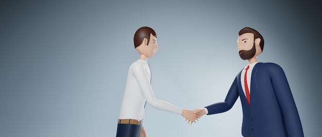 Photo businessman cartoon character shaking hands