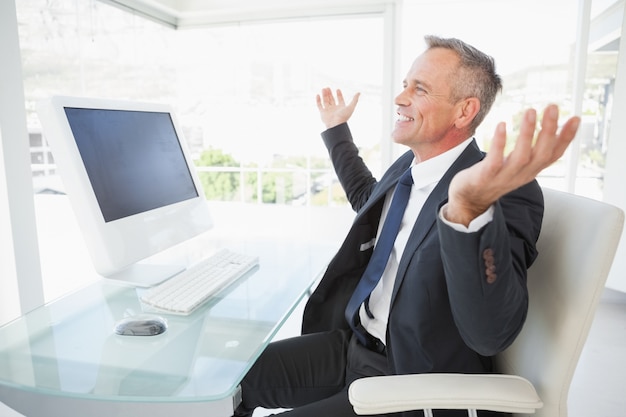 Businessman celebrating a good day