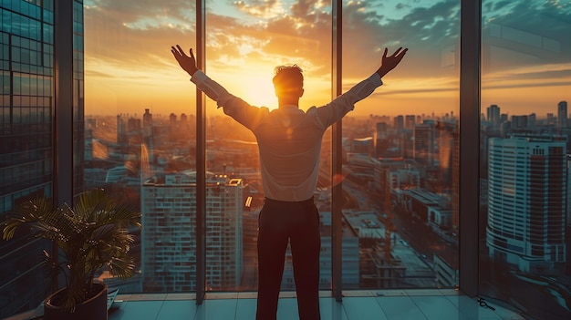 Businessman celebrating success