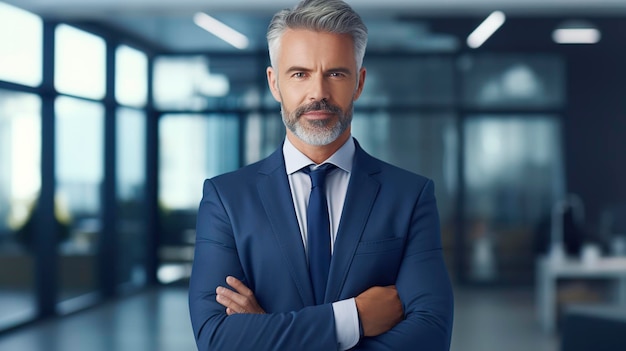 Businessman Ceo standing in office arms crossed pose