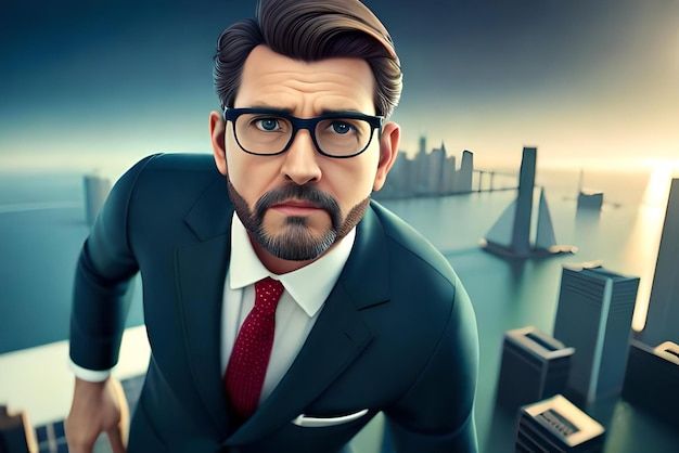 a businessman and a clock 3d illustration character