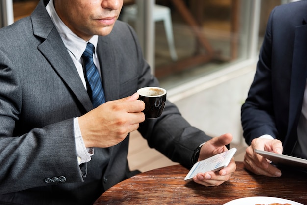 Businessman Coffee Break Phone Concept