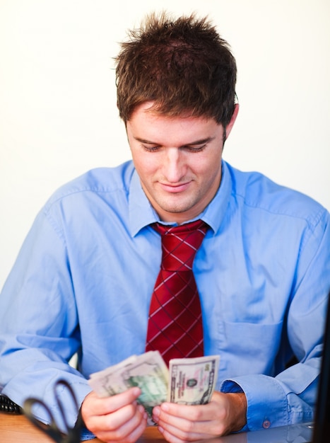 Businessman counting money 