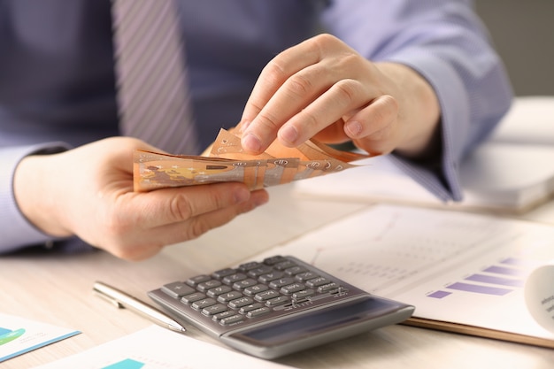 Businessman counting money