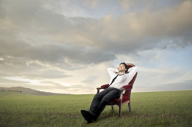 businessman in countryside 