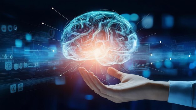 businessman creating artificial intelligence 3d rendering