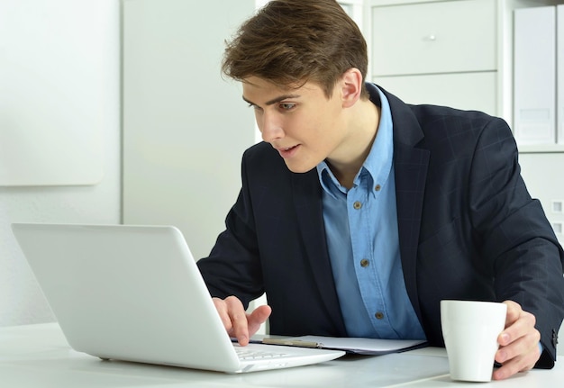 Businessman at the desk working