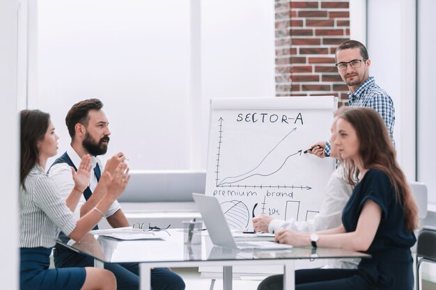 businessman discussing with colleagues a new business plan.