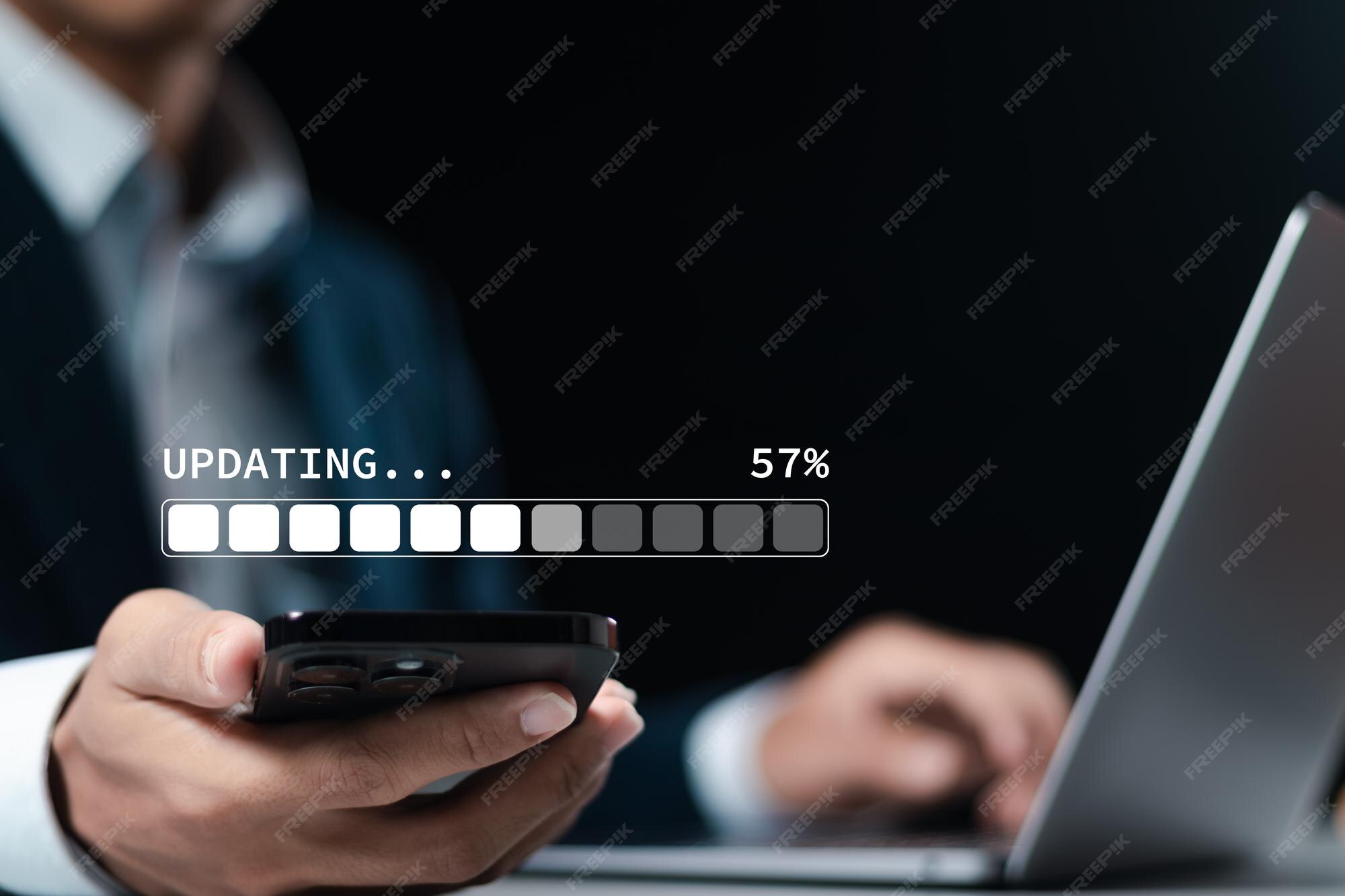 Premium Photo | Businessman downloading and installing update process ...