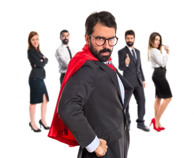 Businessman dressed like superhero