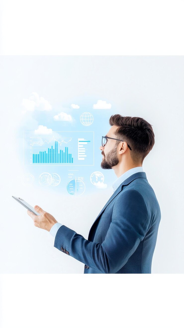 Businessman Engaging with Data Visualization Concepts