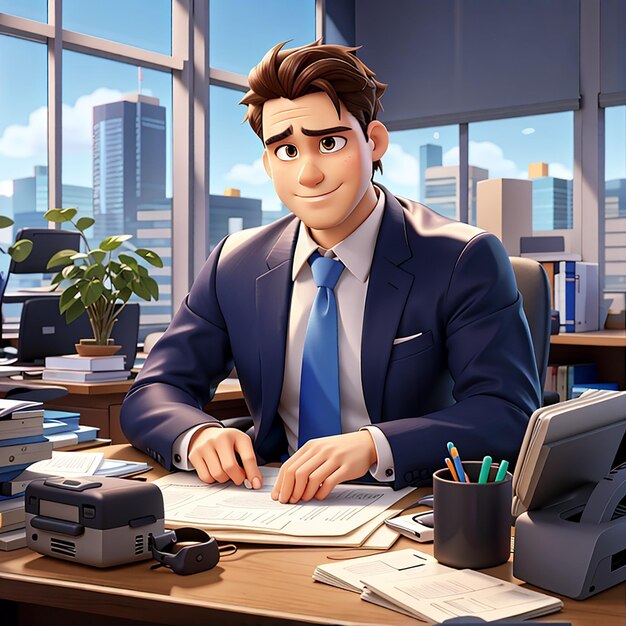 Businessman entrepreneur working at office desk