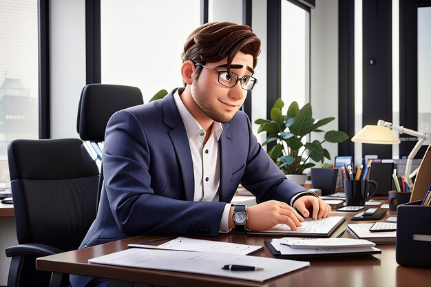 Businessman entrepreneur working at office desk