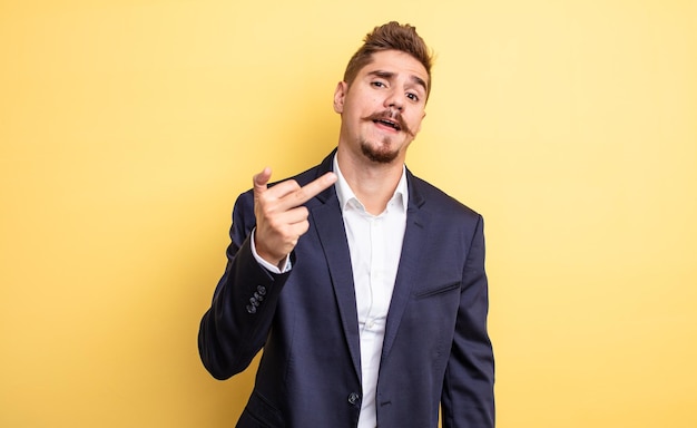 Businessman feeling angry annoyed rebellious and aggressive