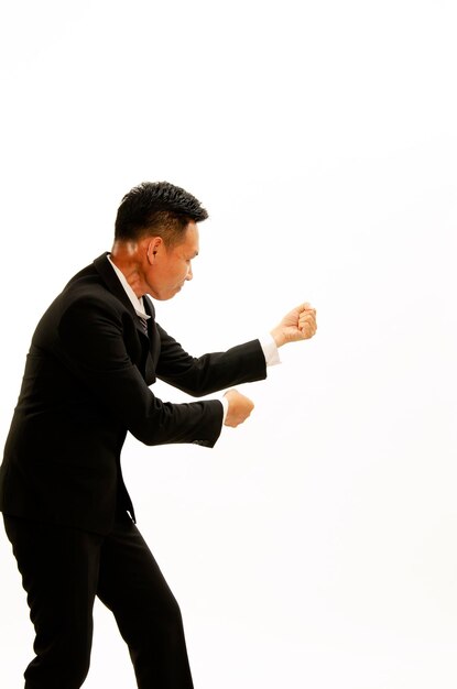 Photo businessman gesturing while standing against white background