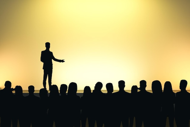 businessman giving speech