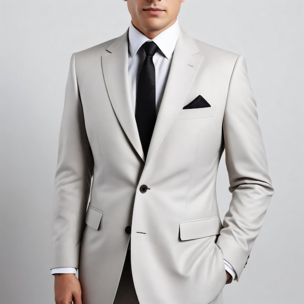 businessman in grey white suit
