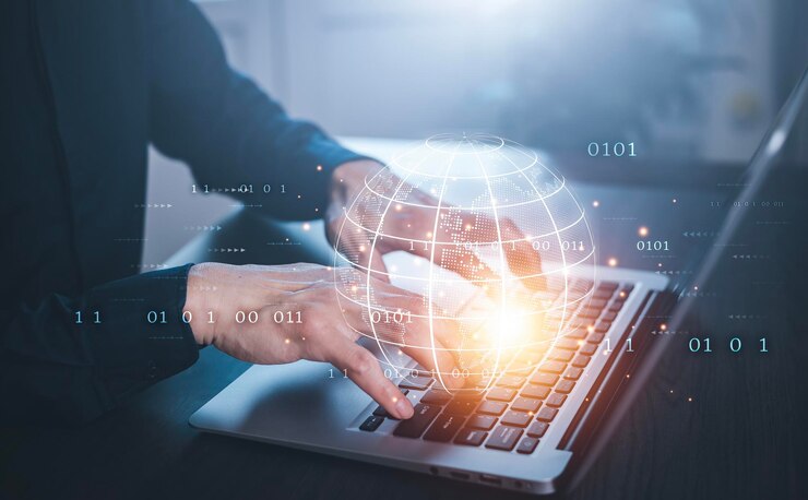 Premium Photo | Businessman hand touch with code html and programming ...