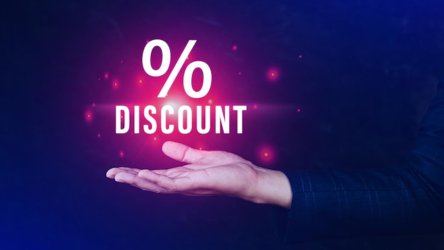 Businessman hand touching virtual percentage icon Discount Percentage concept