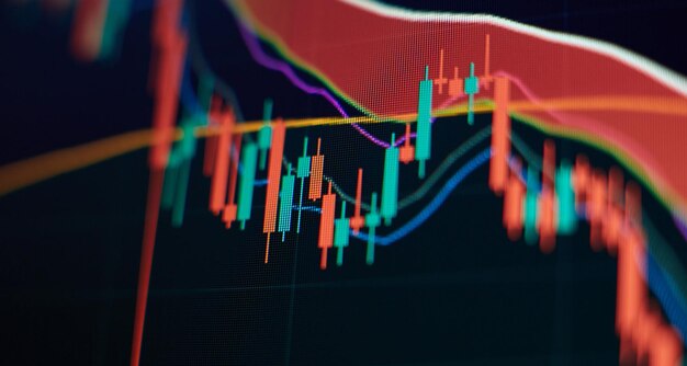 금 시장 Forex 시장 및 무역 시장에 대한 투자 차트를 분석하는 사업가 손