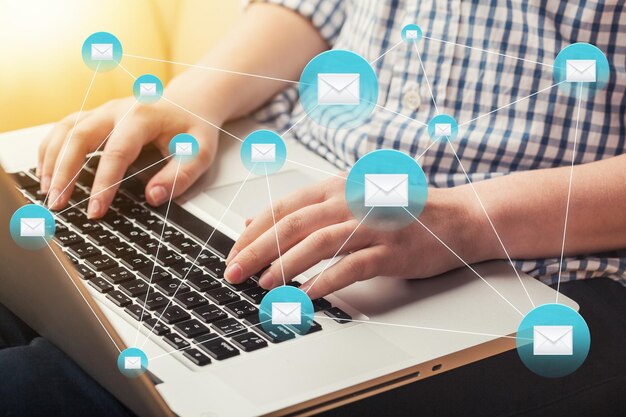 Businessman hand working on a modern laptop