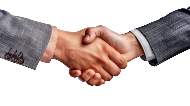 Businessman hands shake partnership success Transparent isolated background AI