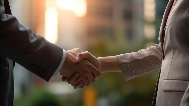 businessman handshake after the deal close up view Created With Generative AI Technology