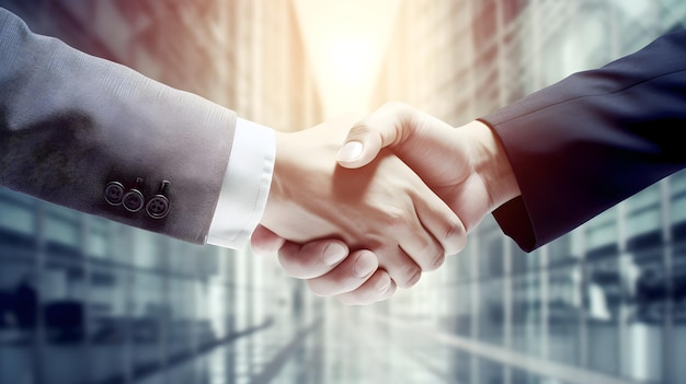 Businessman handshake as a sign of Agreement done between both sides or parties Handshake business